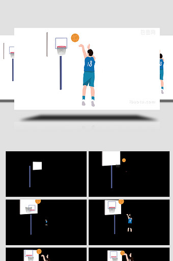 易用卡通插画mg动画体育运动类篮球运动员图片