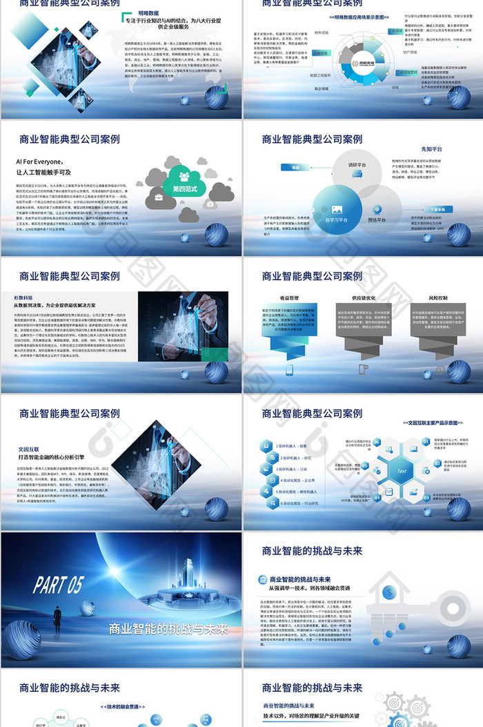 蓝色商务风中国商业智能行业PPT模板