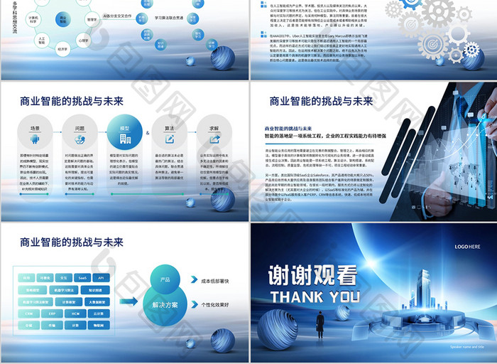 蓝色商务风中国商业智能行业PPT模板