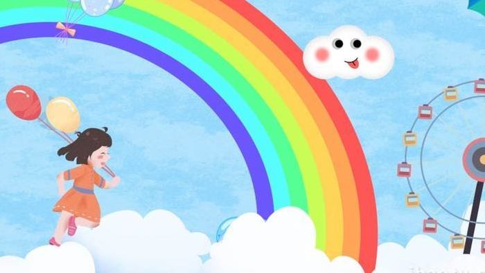 儿童节可爱卡通彩虹摩天轮无限循环背景视频