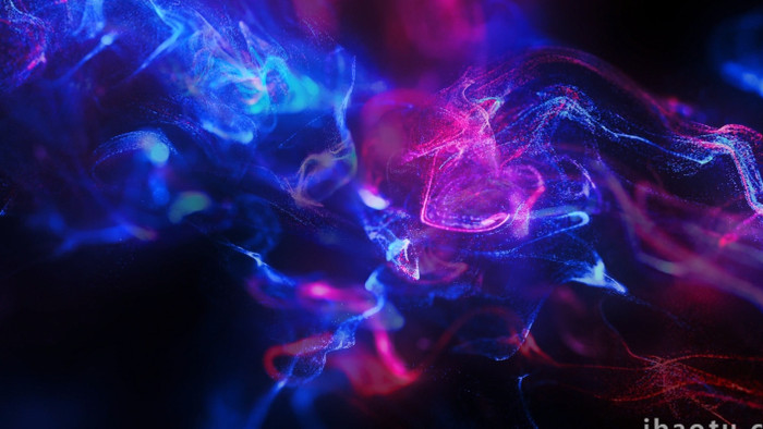流体粒子蓝色发光循环动画抽象背景视频素材