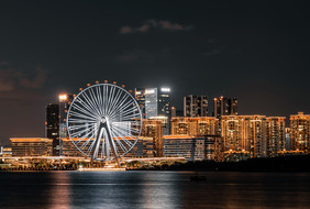 深圳现代建筑城市建筑黑金风夜景摄影图