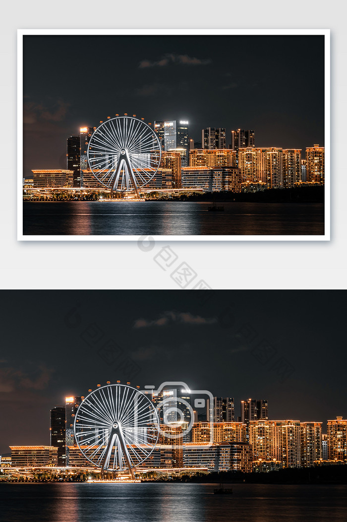 深圳现代建筑城市建筑黑金风夜景摄影图图片图片
