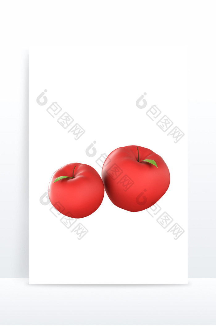3D卡通苹果水果食物元素