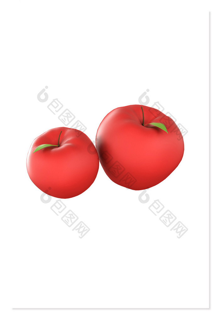 3D卡通苹果水果食物元素