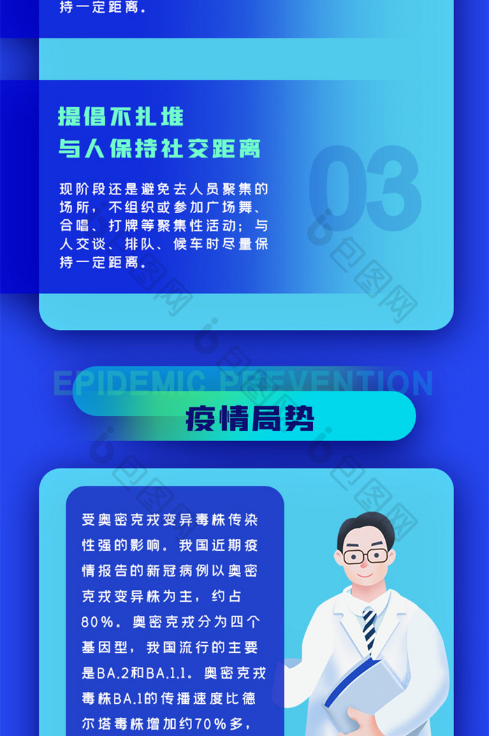 疫情防疫战疫科普运营长图H5UI