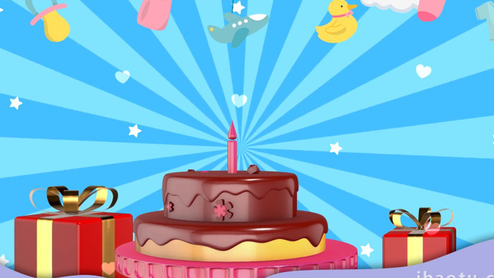 卡通背景 生日快乐 生日蛋糕