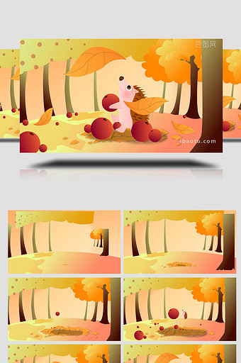 易用卡通类mg动画插画类野外秋天的刺猬图片