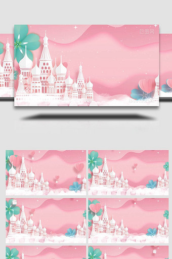 粉色浪漫婚礼卡通背景视频AE模板图片