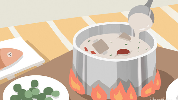 易用组合素材插画mg动画餐饮厨房熬汤