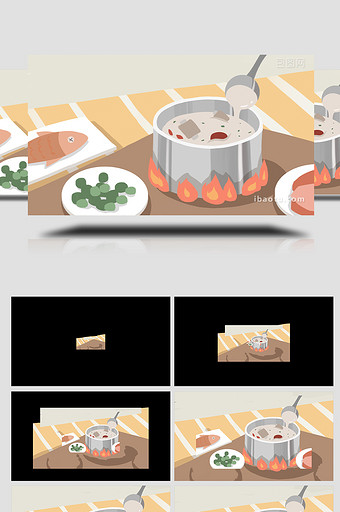 易用组合素材插画mg动画餐饮厨房熬汤图片
