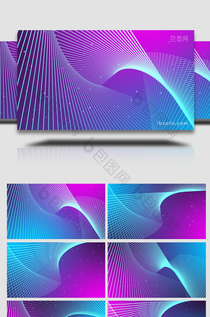 蓝紫色流行色线条粒子背景视频AE模板