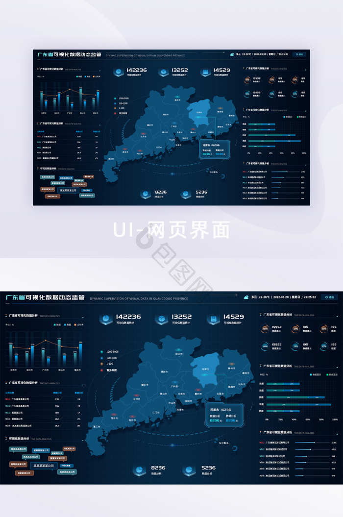 蓝色科技计算机金融网站首页UI网页界面-包图网