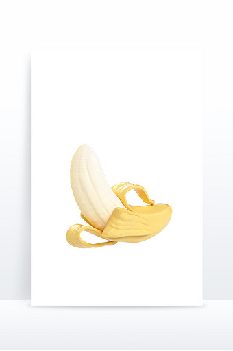 3D黄色创意剥皮香蕉C4D元素图片
