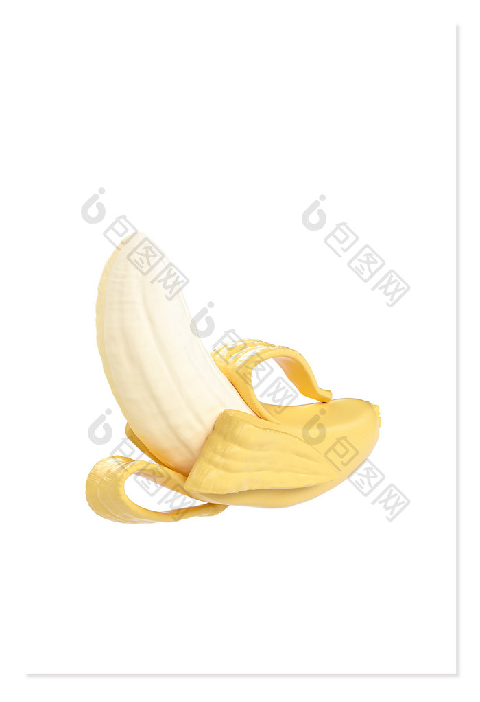 3D黄色创意剥皮香蕉C4D元素