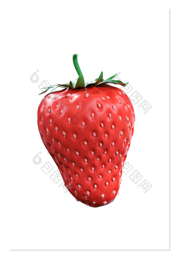 C4D食物红色草莓水果元素