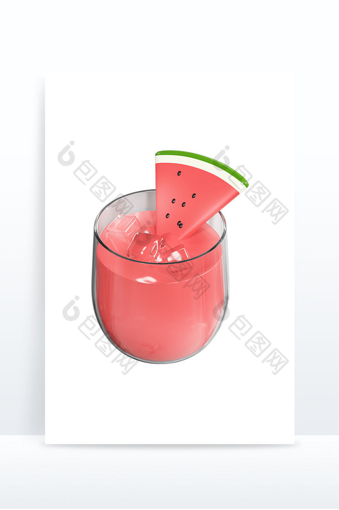 3DC4D夏日饮品西瓜汁食物元素图片图片