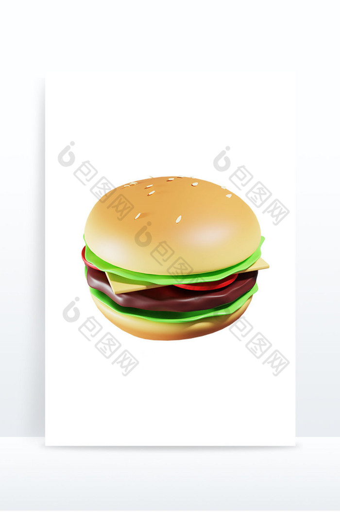 3DC4D美食牛肉汉堡食物元素图片图片
