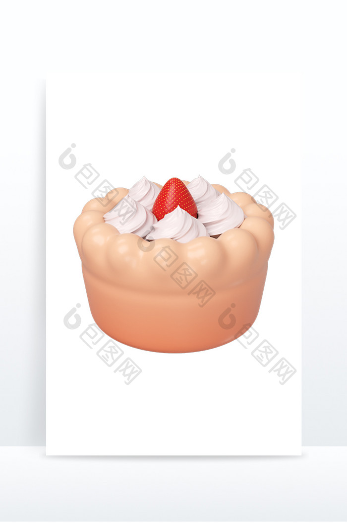 3DC4D美食草莓奶油蛋糕食物元素