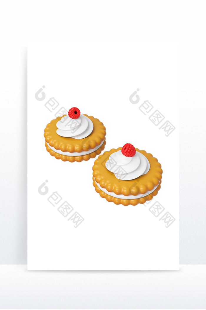 3DC4D美食奶油夹心饼干食物元素图片图片