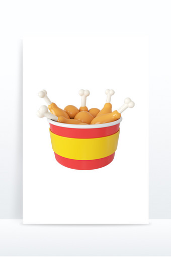 3DC4D美食全家桶鸡腿食物元素图片