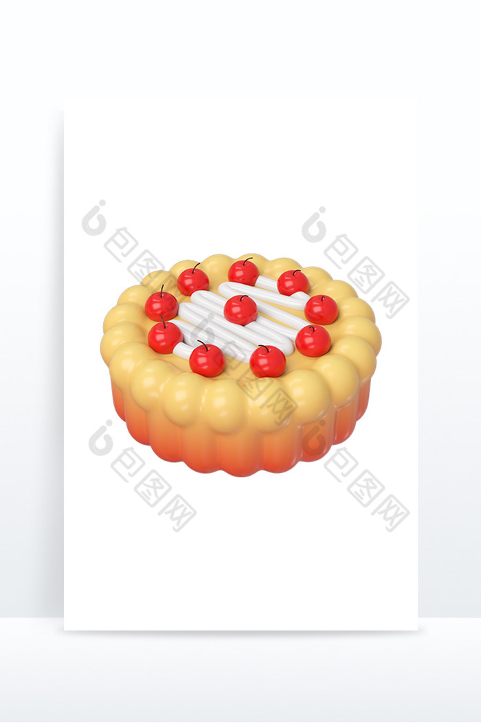 3DC4D美食甜品樱桃派食物元素图片图片
