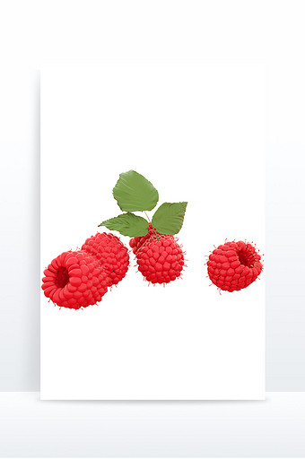红色水果树莓山莓C4D元素图片