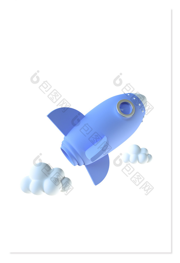 蓝色宇宙飞船太空3D元素