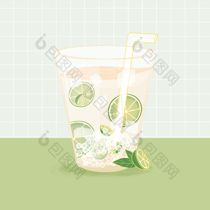 夏季奶茶青柠啵啵水果茶动图GIF