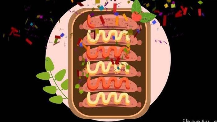 卡通写实食物美食沙拉香肠MG动画