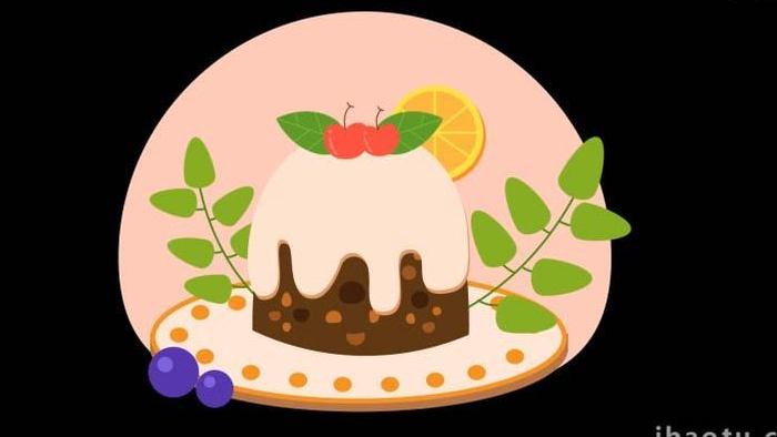 卡通写实奶油巧克力蛋糕MG动画