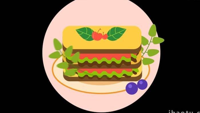 卡通清新食物美食甜点糕点MG动画