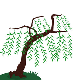 清明节风吹柳树植物动图GIF