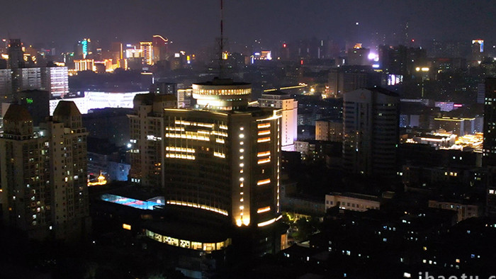 南昌市东湖区城市夜景航拍视频