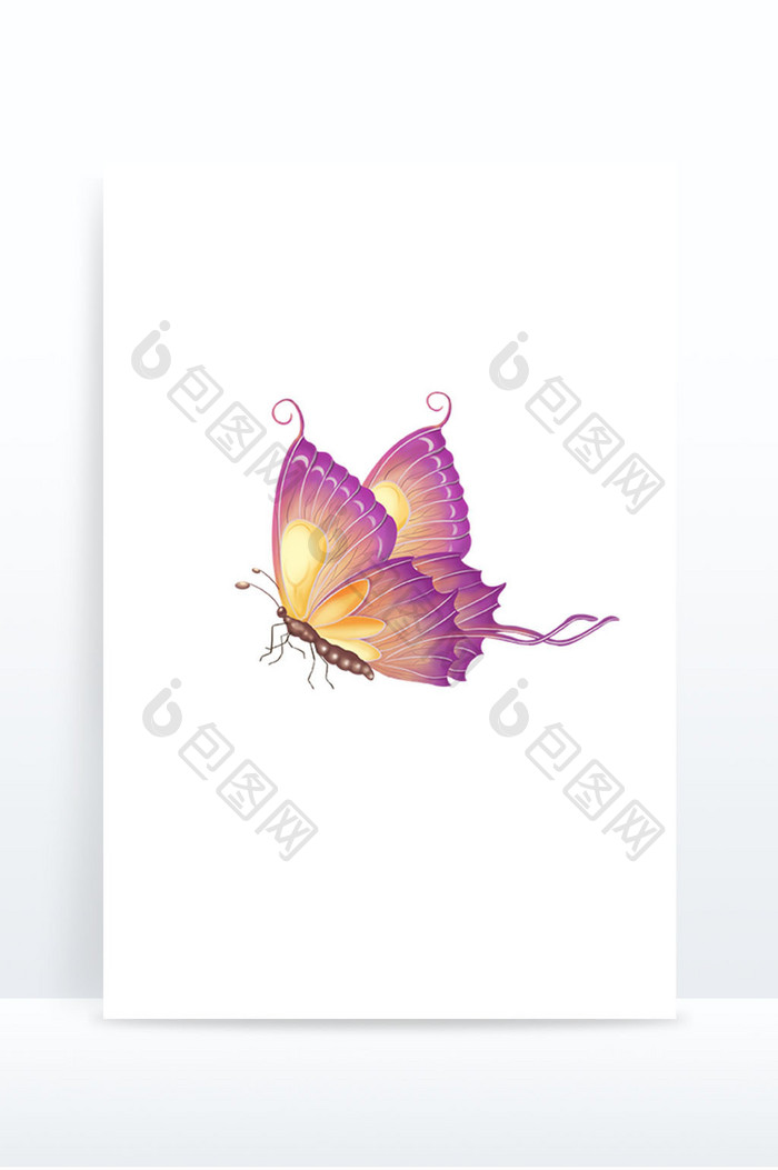 春天手绘可爱装饰花丛蝴蝶昆虫动物元素装饰