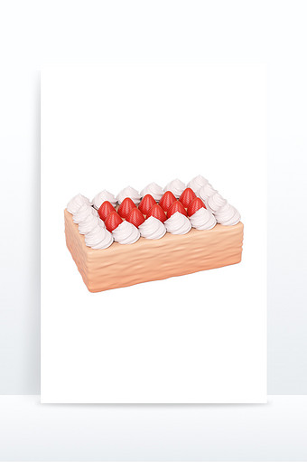 C4D美食草莓面包3D立体食物小元素图片