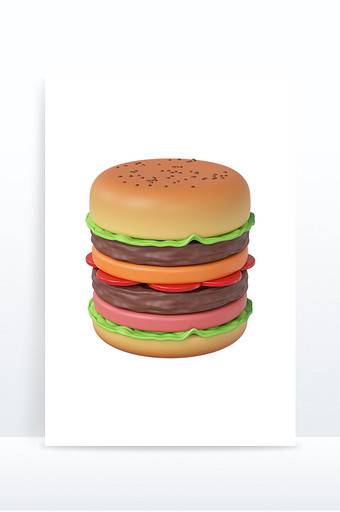 C4D美食汉堡包3D立体食物元素图片