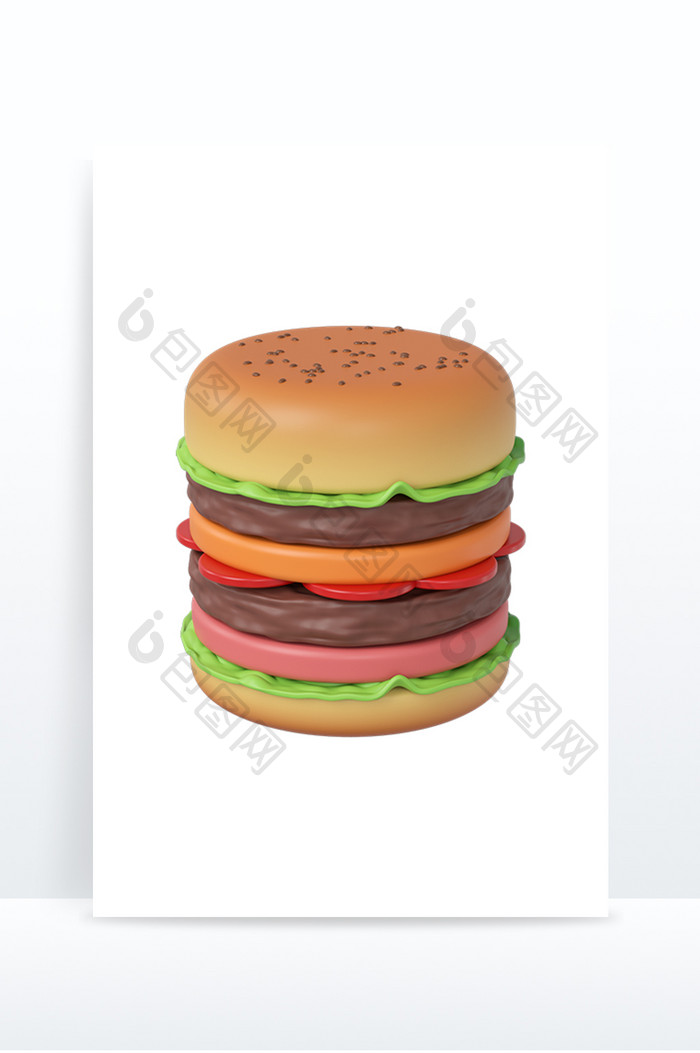 C4D美食汉堡包3D立体食物元素