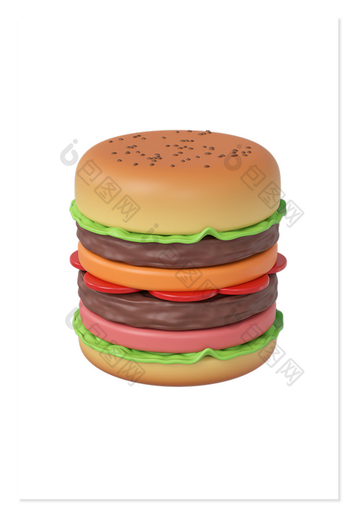 C4D美食汉堡包3D立体食物元素