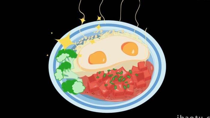 卡通写实食物美食牛腩饭MG动画
