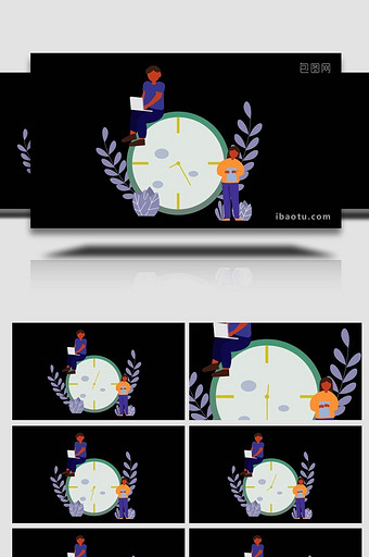 清新商务扁平类办公时钟MG动画图片