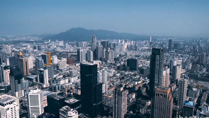 城市地标南京城市天际线新街口CBD航拍