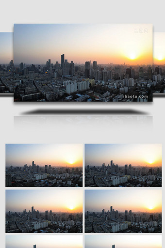 城市地标南京落日城市全景新街口4K航拍图片
