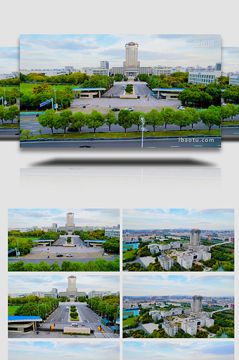 城市地标南京航天航空大学校园环境4K航拍图片