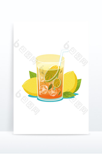 夏日冷饮柠檬汁元素图片