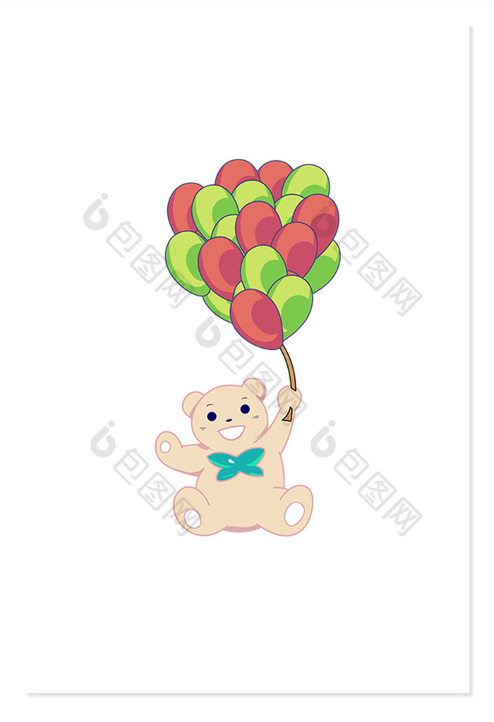 可爱的气球小熊儿童节元素