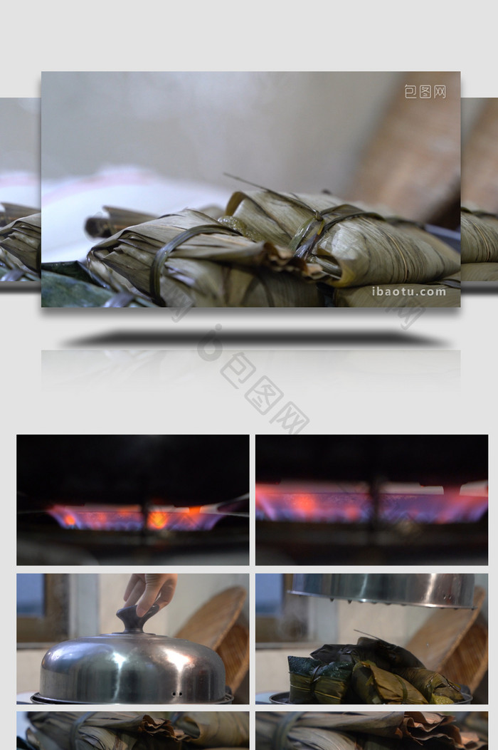家乡传统美食蒸粽子高清实拍视频