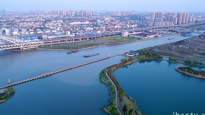 苏州城市风光吴中经济开发区航拍视频4k