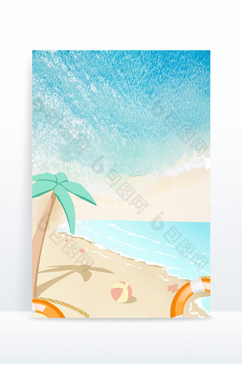 夏季电商沙滩度假椰树背景图片