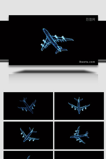 数字高科技HUD全息飞机模型动画视频素材图片